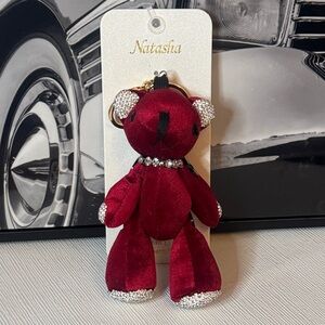 Natasha Couture Sparkling Red Teddy Bear Keychain/Bagcharm